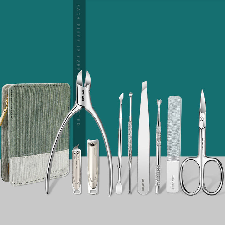 Professional Manicure Set 9-Pc: Anti-Splash Nail Clippers