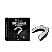 Oralhoe Mouth Guard A+ Protection packaging and product shot showing white and black silicone mouthguard next to black box