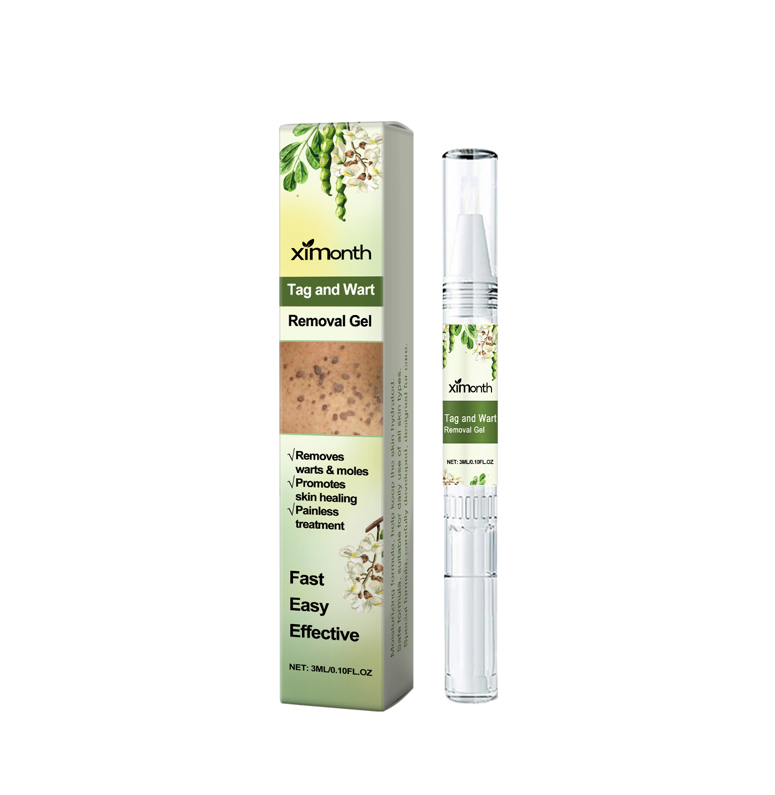 Ximonth Tag and Wart Removal Gel pen with packaging box displayed on white background
