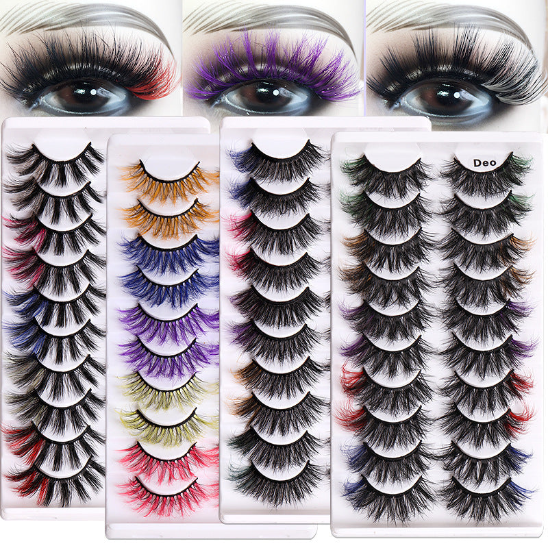 Colored False Eyelashes, 10-Pair Fluffy 8D Volume