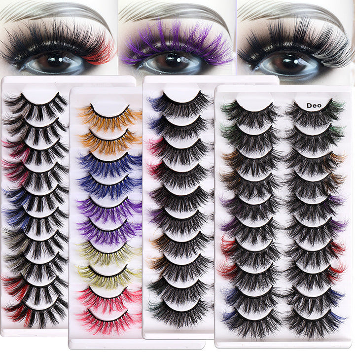Colored False Eyelashes, 10-Pair Fluffy 8D Volume