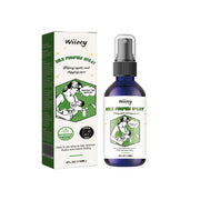 Wiieey Milk Pumping Spray product shot with packaging box and cobalt glass bottle with pump dispenser against white background