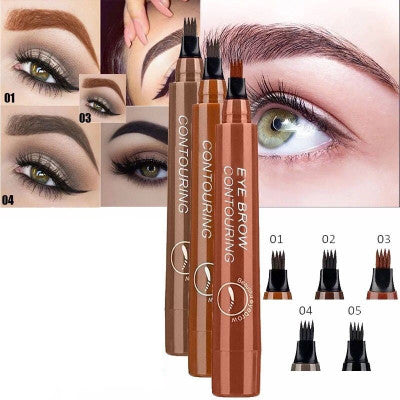 Four-Tip Eyebrow Pencil for Natural Hair-Like Strokes