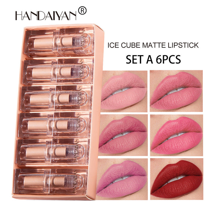 Crystal Tube Matte Lipstick Set, 6 Versatile Shades