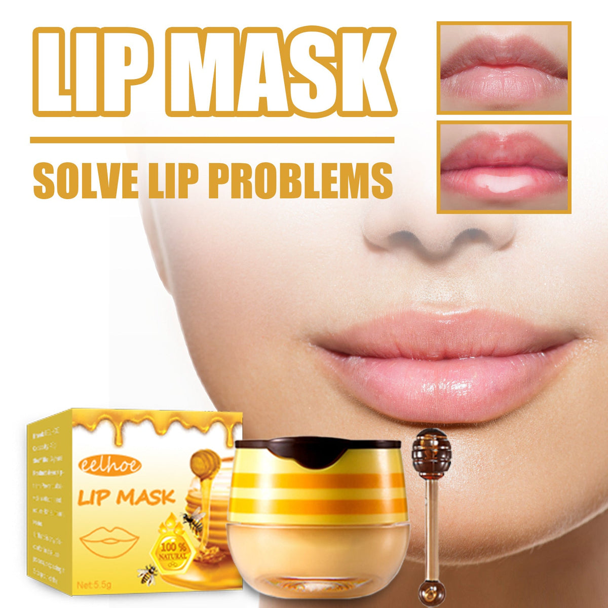 Honey Lip Mask With Brush for Smoother, Softer Lips