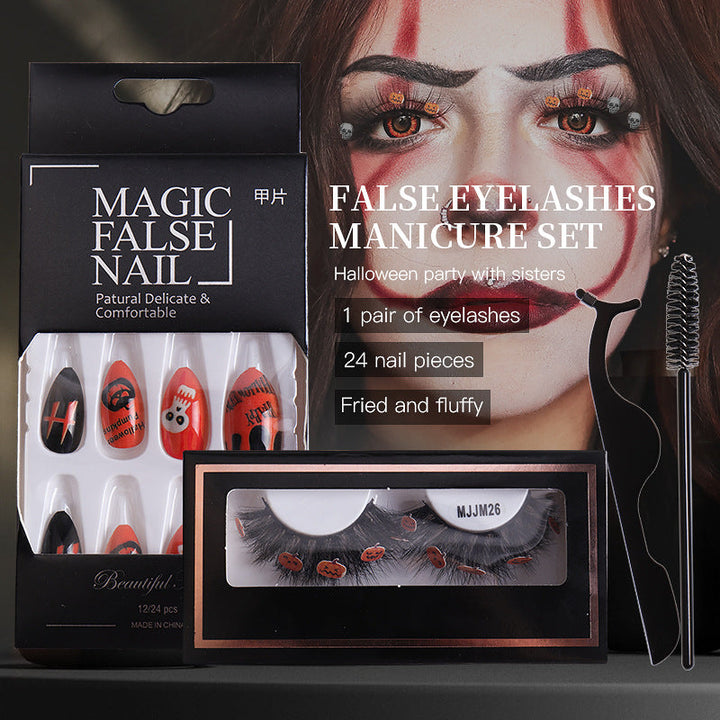 Halloween False Eyelashes & Nail Art Set | Dramatic Look