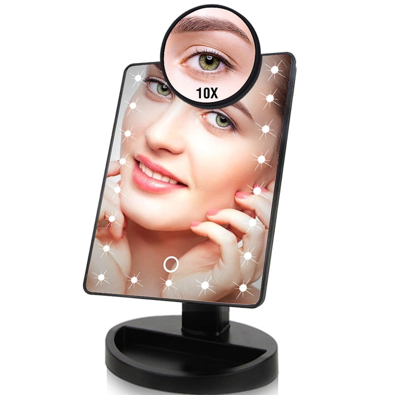 22 LED Lights Touch Screen Makeup Mirror 1X 10X Table Deskto