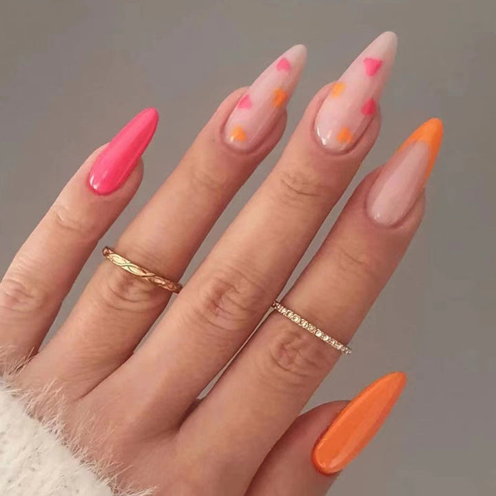 Contrasting Press-On Nails — Salon-Perfect Heart & Swirl