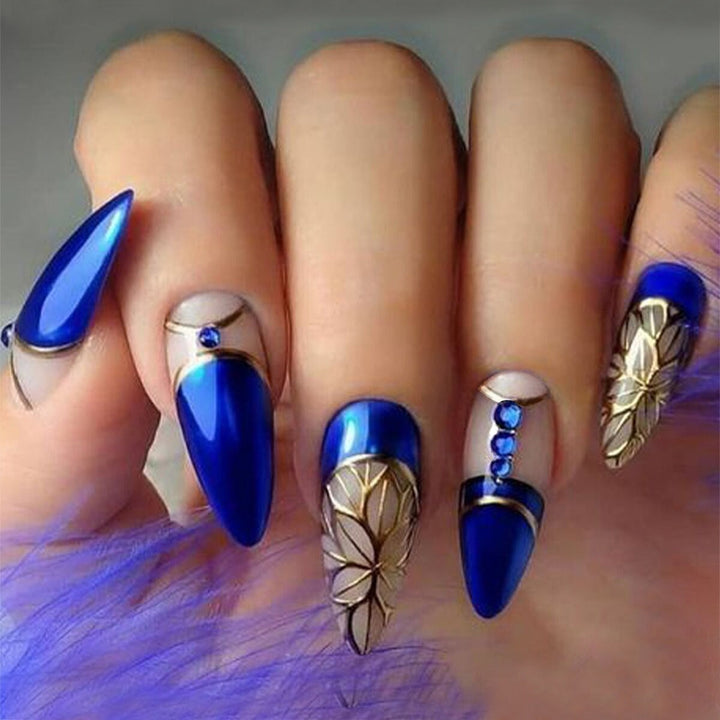 Palace Diamond Press-On Nails — 24-Piece Gold Foil Set