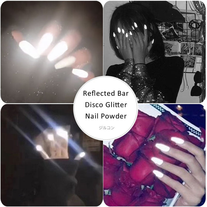 Reflective Nail Glitter Powder — Glow-in-the-Dark Disco Shine