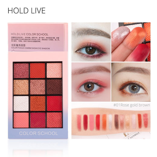 12-Shade Warm Eyeshadow Palette, Matte & Glitter Nudes
