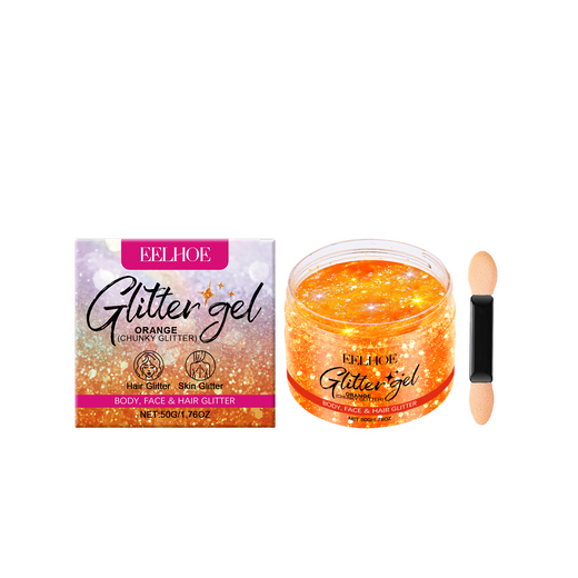 Orange Glitter Gel for Face, Body & Hair Party Shine
