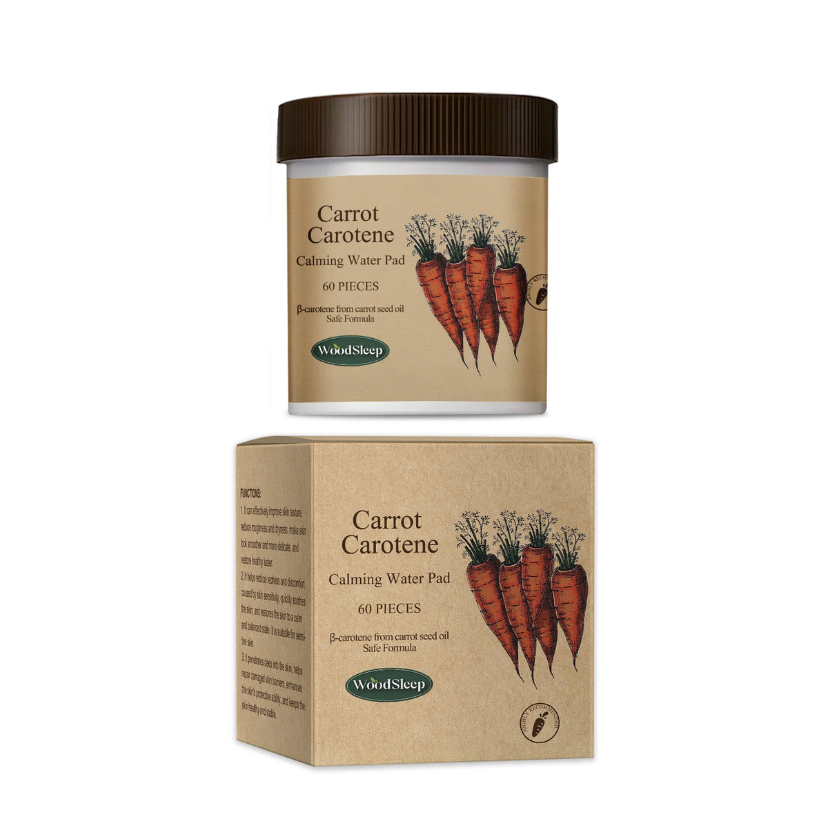 WoodSleep Carotene Water Pads for Barrier Repair, 60ct