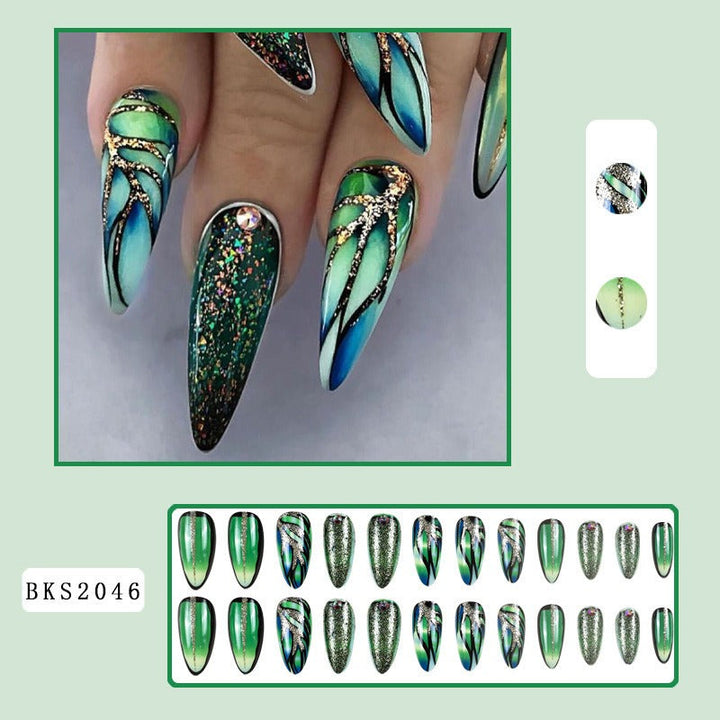 Almond Press-On Nails – Hand-Painted Salon Art in Seconds