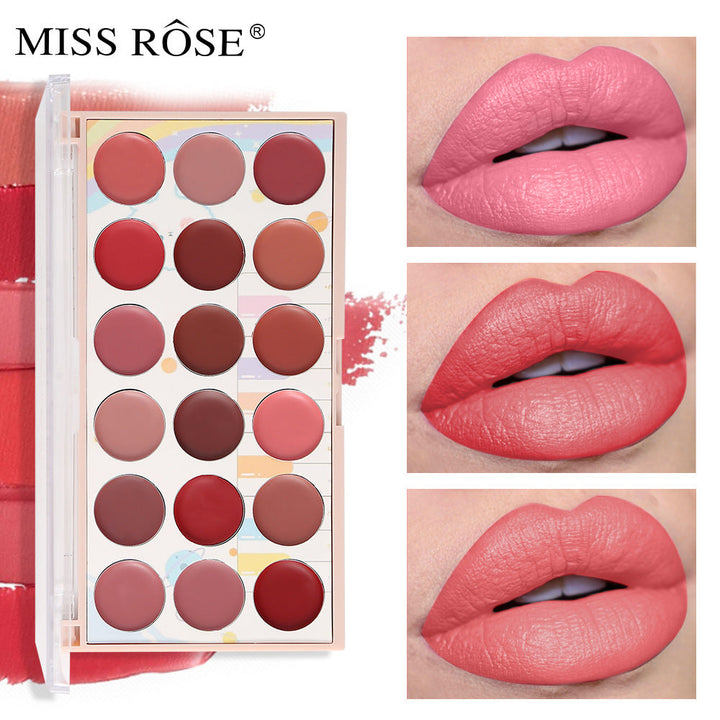 18-Color Matte Lipstick Palette for Versatile Lip Looks