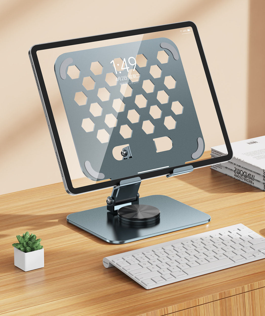 360° Rotating All-Metal Tablet Stand — Ergonomic Desk Setup