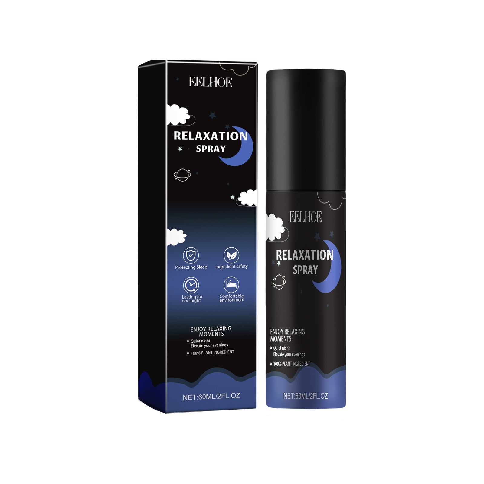 Front-facing product box and bottle showing complete packaging design and labeling