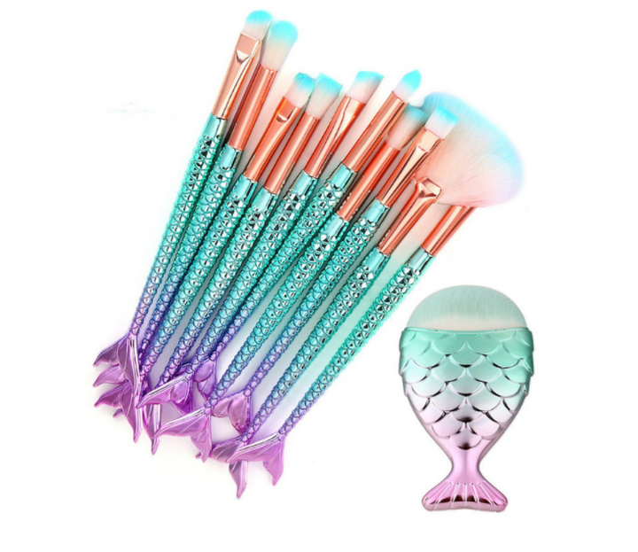 Mermaid Makeup Brushes 11pc — Flawless Eye & Face Blending