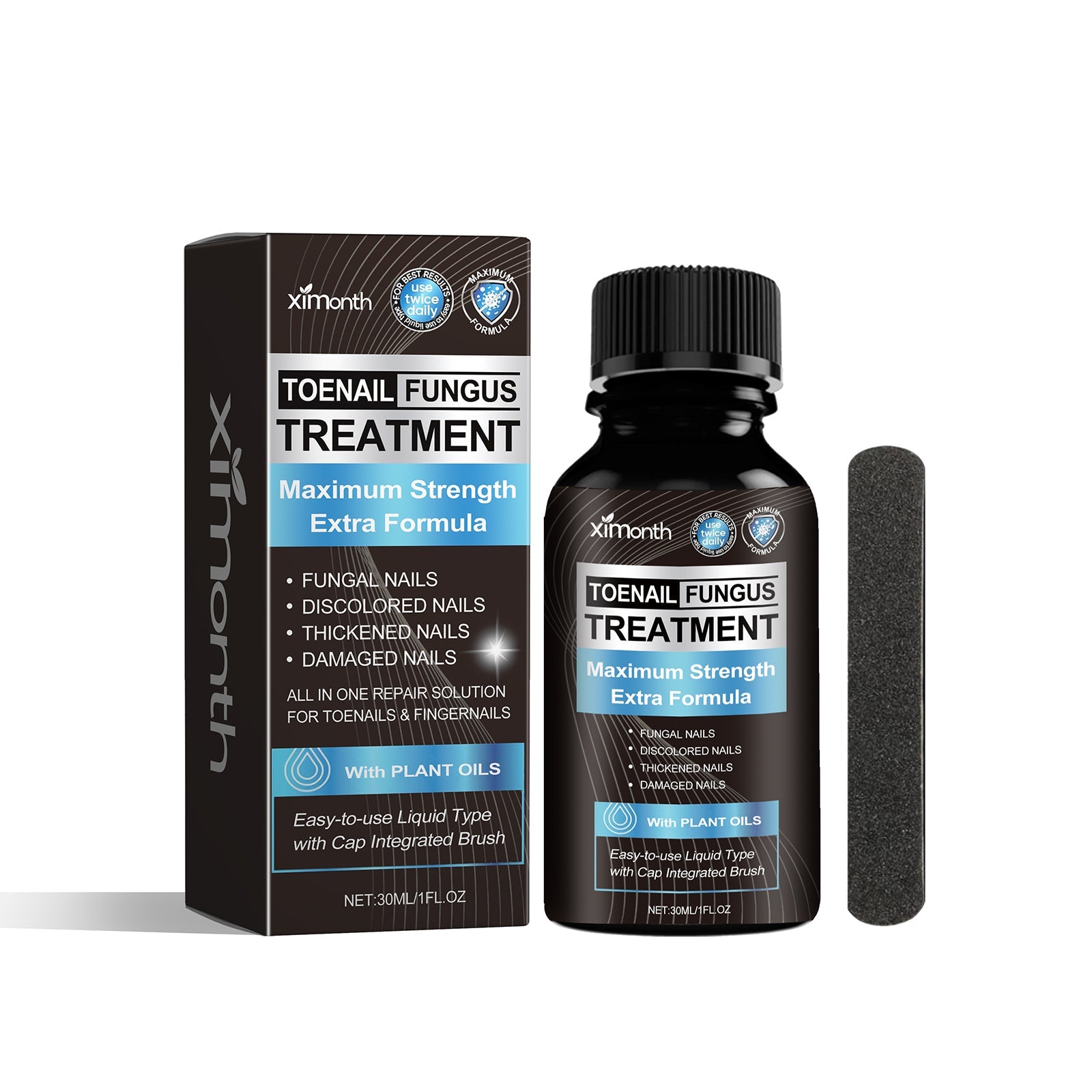 Product packaging and bottle with integrated brush applicator and included sponge tool