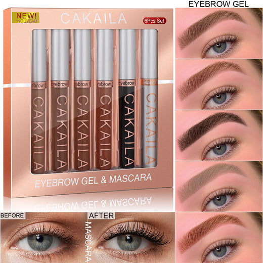 Eyebrow Gel Makeup Set with Five Shades and Mascara