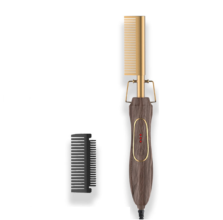 2‑in‑1 Electric Hot Comb Straightener & Curling Iron
