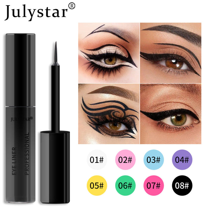 8-Color Liquid Eyeliner Pen for Precise Graphic Looks