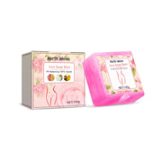 North Moon Yoni Soap Bars packaging showing product box and bright pink soap bar with floral botanical design