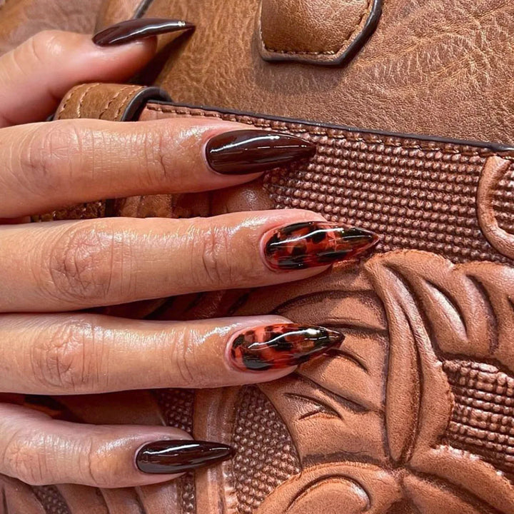 Tortoiseshell Press-On Nails — Almond, Salon-Quality