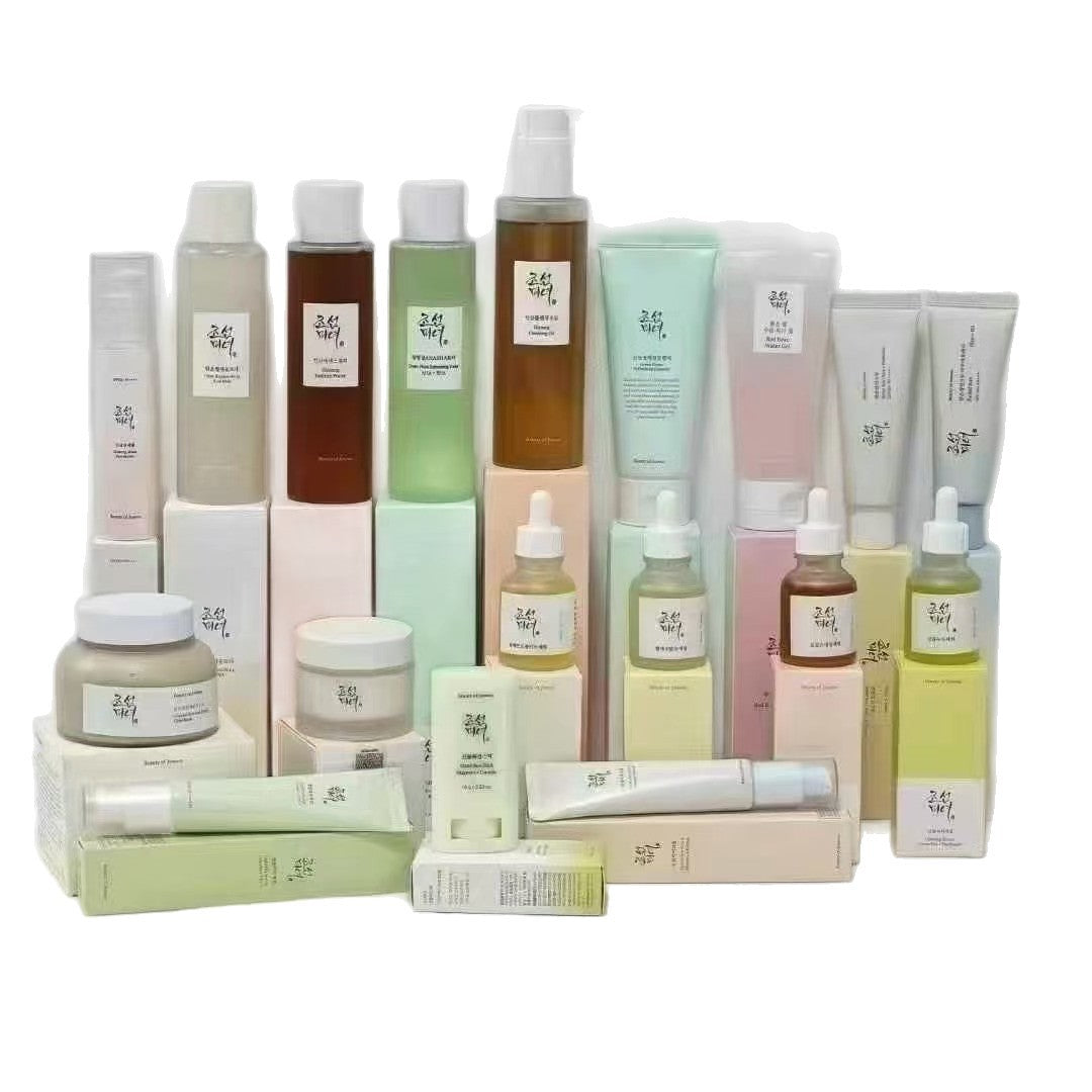 Complete Beauty of Joseon skincare collection displayed with all product formats arranged by category