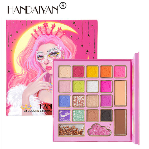30-Color Makeup Palette for Eyes, Blush & Highlight