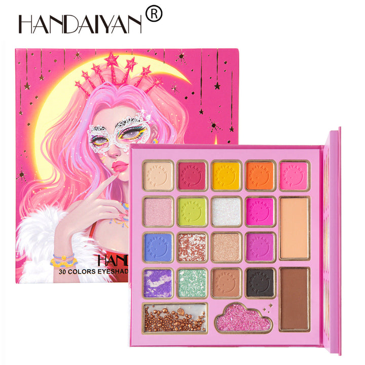 30-Color Makeup Palette for Eyes, Blush & Highlight