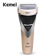 Kemei KM-8102 electric shaver in rose-gold finish shown in profile against white background