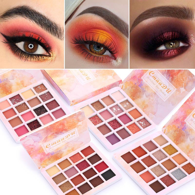 16-Shade Eyeshadow Palette for Matte & Glitter Looks