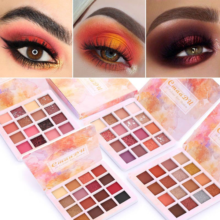 16-Shade Eyeshadow Palette for Matte & Glitter Looks