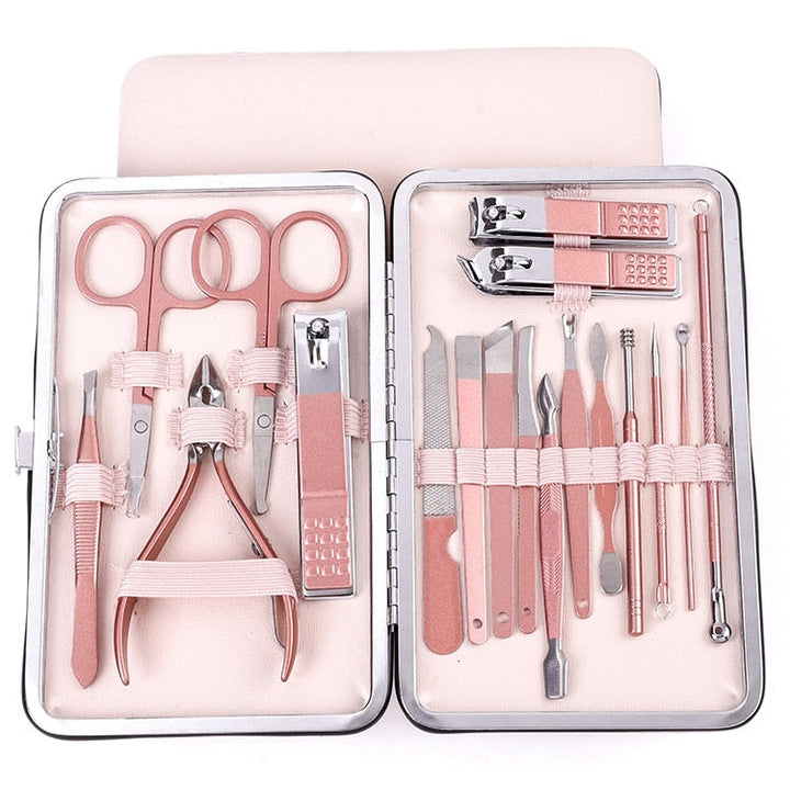 18pc Rose-Gold Manicure & Pedicure Kit — Salon-Quality Nail