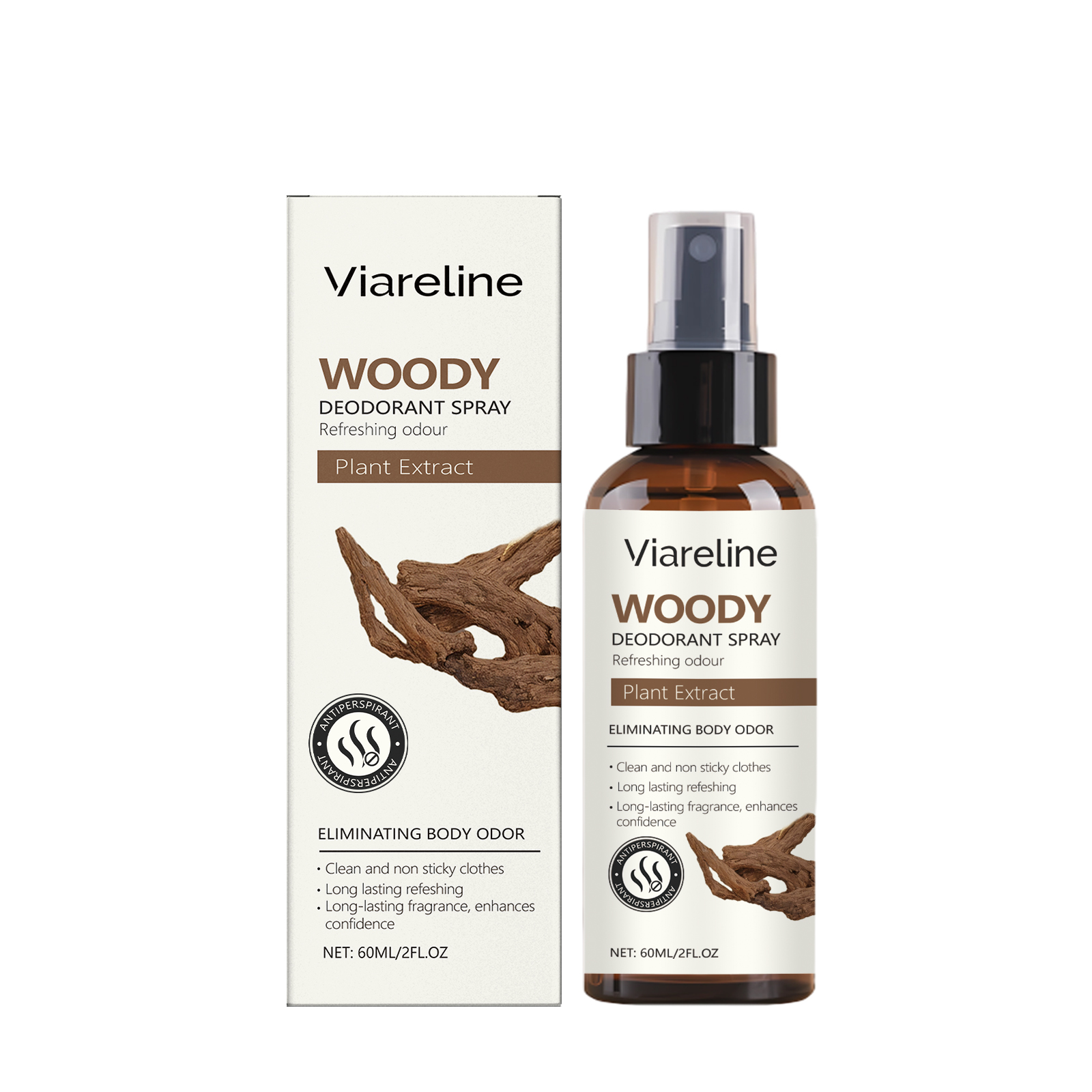 Product packaging and bottle displayed side-by-side showing front labels and agarwood wood imagery
