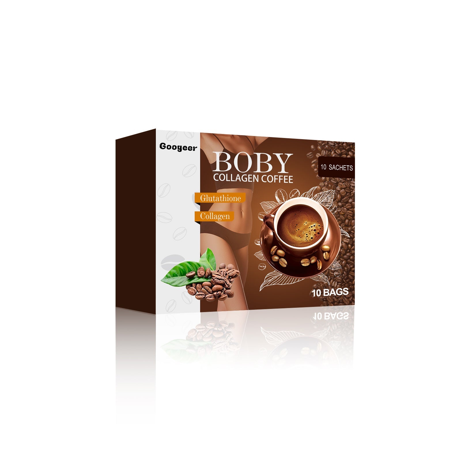Identical BOBY Collagen Coffee box front view with sachet count and ingredient labels clearly visible