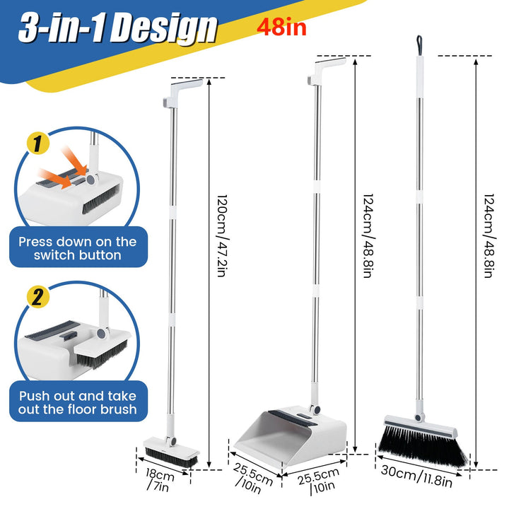 3-in-1 Folding Broom & Dustpan Set for Small Spaces