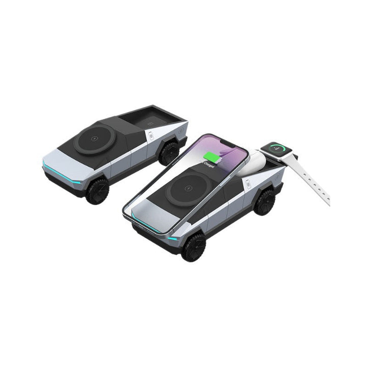 3-in-1 Wireless Charger — Cybertruck Design, Motorized Drawer