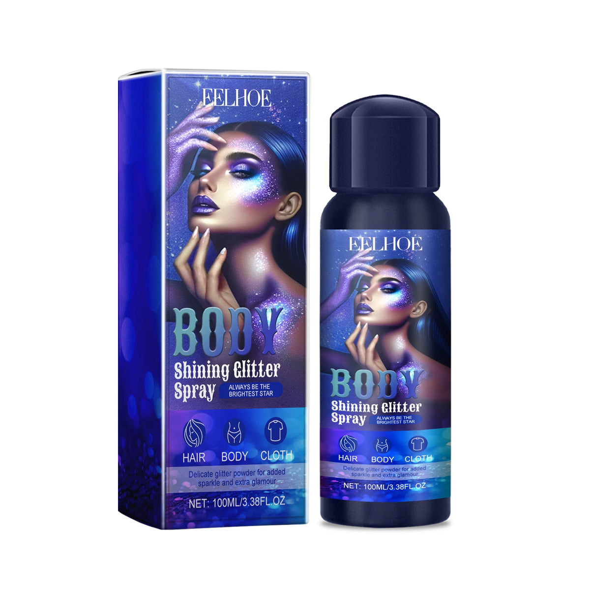 Glitter Spray Highlighter for Hair, Body & Clothing