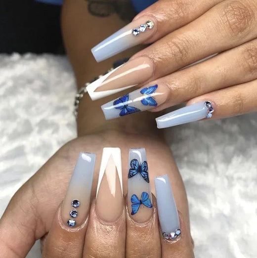 Butterfly French Press-On Nails for Salon-Style Glam