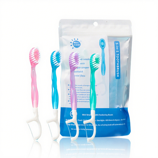 Disposable Mini Toothbrush — Floss, Pick & Soft Brush in One