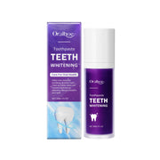 Product shot of Oralhoe Teeth Whitening Toothpaste showing boxed packaging and pump bottle side-by-side