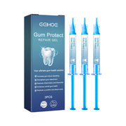 CEIAHOE Gum Protect Repair Gel product shot with dark blue box packaging and three filled blue syringe applicators displayed