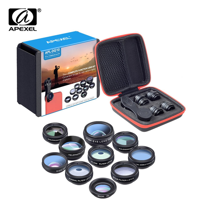 Phone Lens Kit 10‑in‑1 Fisheye Wide Macro Telephoto