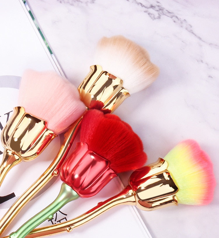 Rose Nail Dust Brush Set — Soft, Fluffy Flower-Shaped Bristles