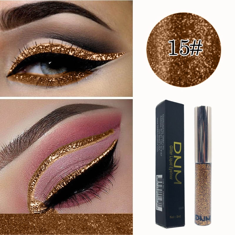 Metallic Liquid Eyeliner for Sparkling 16-Color Looks