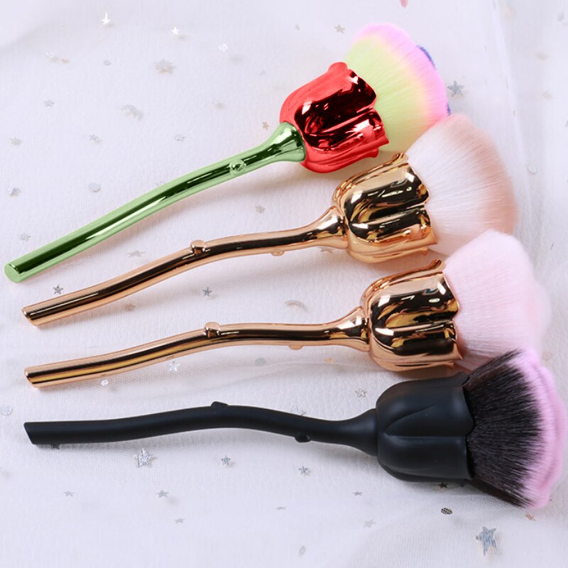 Rose Nail Dust Brush Set — Soft, Fluffy Flower-Shaped Bristles
