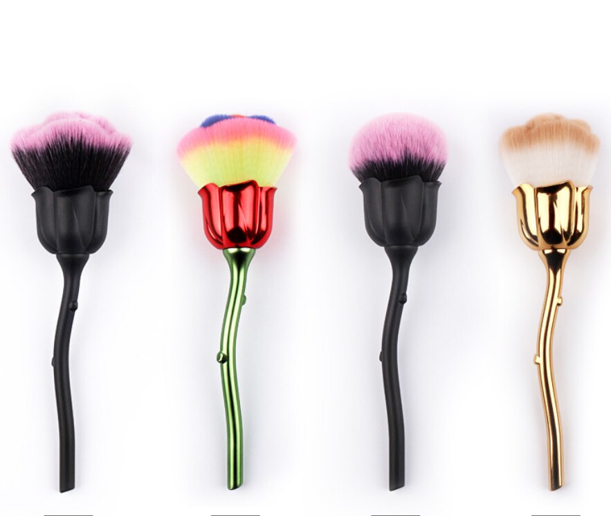 Rose Nail Dust Brush Set — Soft, Fluffy Flower-Shaped Bristles