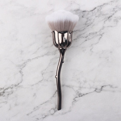 Rose Nail Dust Brush Set — Soft, Fluffy Flower-Shaped Bristles